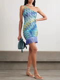 Fongt Women's Printed Oblique Shoulder Tuxedo Dress Fashion Bag Hipless Women 8183