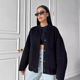 Fongt Years Of Autumn And Winter New Loose Leisure Collar Big Pocket Solid Women's Coat