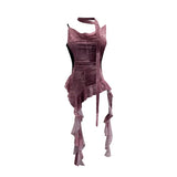 Vietnamese Niche Hot Girls Unristered Ribbon Vest Repair Hanging Neck Short Sling