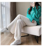 Fuzzy Wide-Leg Drawstring Sweat Pants-Outfit
