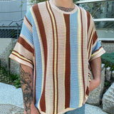 Fongt Men's New Summer Men's Knit Dress Round-Neck Short Sleeve Thin Knit T-Shirt