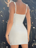 Split V Neck Mini Dress-Outfit