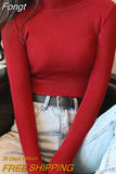 Turtleneck Sweater Women Autumn Casual Thin Long Sleeve Tops Base Knitted Sweaters Solid Color Slim Stretch