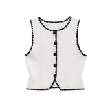 Fongt Homemade New Women's Oceanic Smozy Claming Embroidered Knitted Vest 5536104