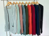 New Pit Long Sleeve Pocket Casual Solid Color Cardigan Coat-Outfit