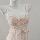 Fongt Heavy Industry Love Net Yarn Pure Sexy Pyjamas Summer Gentle Wind Thin Chest Sling Pajamas Set