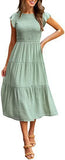 Fongt Summer Hot Women's Clothing New To Take Flying Sleeves Pure Color Folding Short-Sleeved Dress Women