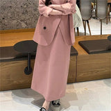 Fongt Version Suit Female Pink Suit Jacket Tea To Wear A Skirt Capable Temperament New Two Korean Suit-Outfit
