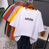 Lttter Printed Cotton T Shirts Women Summer Harajuku Basic Loose Tees for Girl Simple Oversized Female Tops