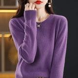 Fongt Women's Fall / Winter 2023 New Loose Knit Women's Top With A Sweater Soft Waxy Sweater-Outfit