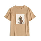 Harajuku Graphic Printed Cotton T Shirts Women Korean Soft Loose Tees Aesthetic Chic Painting Basic Female Tops