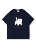 Aesthetic Black Cat Print Oversized T-shirt-Outfit