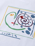 Abstract Print Short Sleeve Crop Top-Outfit