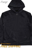 Hoodie Men Pink Skull Zip Streetwear Long Sleeve Y2K Sweater 2023 Harajuku Sweatshirt Anime Pattern Oversized Top