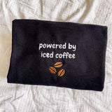Powered By Iced Coffee Embroidered Crewneck Sweatshirt-Outfit