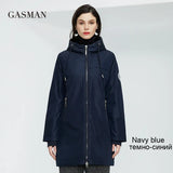 Fashion windproof warm women's jacket Long zipper down parka hooded down jacket for women autumn solid cotton coat