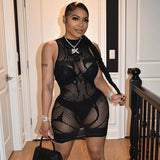 Fongt Fashion Women's 2023 Spring New Solid Color Sexy Bag Hips Perspective Dress