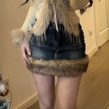 Washed Vintage Denim Skirts Sexy High Waist A-line Skirt for Women Y2k Fashion All-match Bodycon Faldas Largas-Outfit