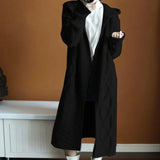 Cross Women Sweater Long Cardigans Fall Winter New Knitted Jackets Korean Loose Oversized Long Sleeve Casual Hooded