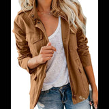 Fongt Spring And Autumn Self-Body Fashion Street Trendy Solid Color Loose Korean Version Zipper Multi-Pocket Jacket Women's