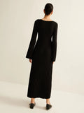 Fongt Women's Fashion Fashion Style Commuting Style V-Neck Knitted Dress For Autumn/Winter 2025