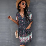 V Neck Bohemian Short Sleeve