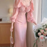 Fongt Chic Summer New Show Thin Temperament French Grandiflorum Tea Break Dress With Slit Dress-Outfit