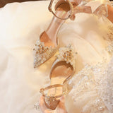 Fongt Women 2025 Summer New Beautiful Word With Skirt Wedding Shoes Tips Fine And Shallow Sandals