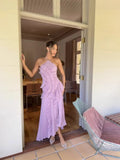 Fongt Spring And Summer New Folded Lotus Leaves Hanging Neck Bare Back A Swing Chiffon Fluttering Long Skirt LX0159