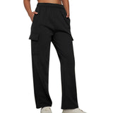 Fongt New Long Loose Trousers Leisure Sports High-Waist Trousers Show Skinny Straight Broad-Legged Trousers Women