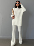 Fongt Pit Knitted Set Women's Autumn And Winter New Knitted Trousers Trousers Weaving Two