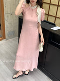 Fongt Xixi 2025 Summer New French Temperament Flax High Waist Dress Elegant Holiday Dress 88347