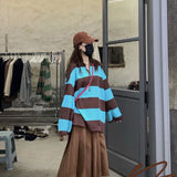 Vintage Oversized Stripped POLO Sweatshirt Fashion Strip