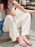 Fongt Early Spring New Small White Cotton Broad Leg Trousers High Waist Hanging Feeling Thin Straight Casual Pants Women's Clothing