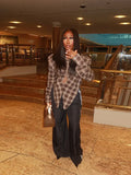 Fongt Temperament Commuting Retro Plaid Long Sleeves To Collect Waist Thin Shirt 2025 Autumn Explosion