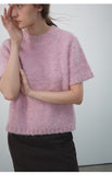 [Daihe] Winter New Casual Round Collar Wool Circle Yarn Simple And Versatile Short-Sleeved Woolen Top H8256-Outfit