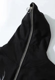 Zipper Gothic Print Oversized Hoodie-Outfit