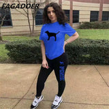 Letter Print Short Sleeves Tshirt Tops + Pants Casual Two Piece Set Summer Women Tracksuits Sport 2pcs Outfits