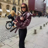 Fongt Women's Clothing Explosion Retro Collar Leather Jacket Jacket - High-Quality Craftsmanship To Rest Assured Comparison