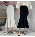 Style Autumn Knitted Mermaid Skirts Women High Waist Solid Wrap Hip Trumpet Skirt Faldas Mujer