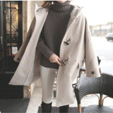 Padded Wool Blend Hooded Long Coat-Outfit