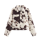 Fongt Women's ZA Autumn And Winter New Street Fashion Casual Color Printing This Quality Coat