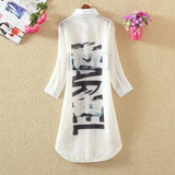 Chiffon Blouse Women 2019 Summer Digital Print Long Sun protection Shirt Female Elegant Casual Tops Chiffon Shirts