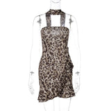 Leopard Print Draped Tube Mini Dress-Outfit