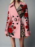 Fongt New Fashion Temperament Print Collar Coat Women's Clothing