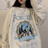 Vintage Mountains Graphic Oversized Sweatshirt-Outfit