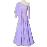 2024 Summer Modern Dance Dress New Custom Oblique Shoulder Floating Sleeve Ballroom Competition Waltz Dresses TH2796-Outfit
