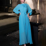 Fongt Temperament Casual Dress Woman 2025 Spring New Fashion Flower Tie Splicing Design With A Sense Of Body Dress Dress