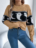And Winter Live Halloween Theme Ghost Bump Color Long-Sleeved Jacket Sweater Women's