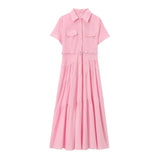 New Spring Style Spliced Dress With Belt Shirt 2240371-Outfit